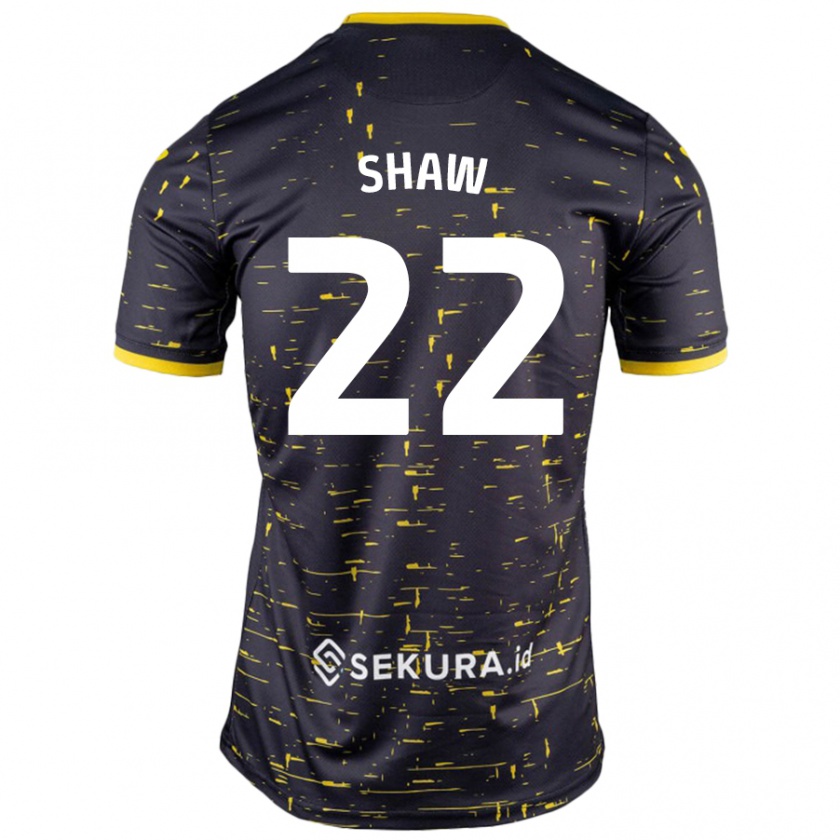 Kandiny Niño Camiseta Shannon Shaw #22 Negro Amarillo 2ª Equipación 2024/25 La Camisa Chile