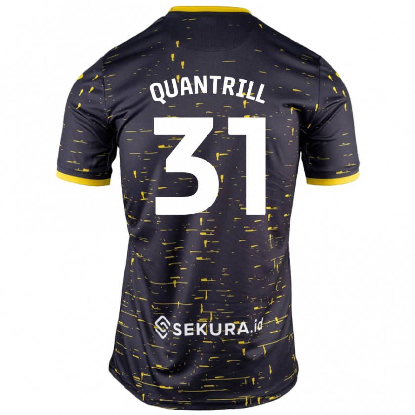 Kandiny Niño Camiseta Sarah Quantrill #31 Negro Amarillo 2ª Equipación 2024/25 La Camisa Chile