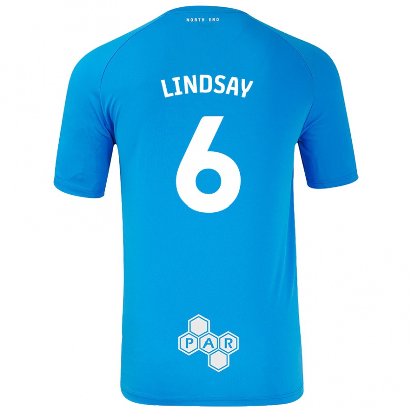 Kandiny Niño Camiseta Liam Lindsay #6 Azul Cielo 2ª Equipación 2024/25 La Camisa Chile