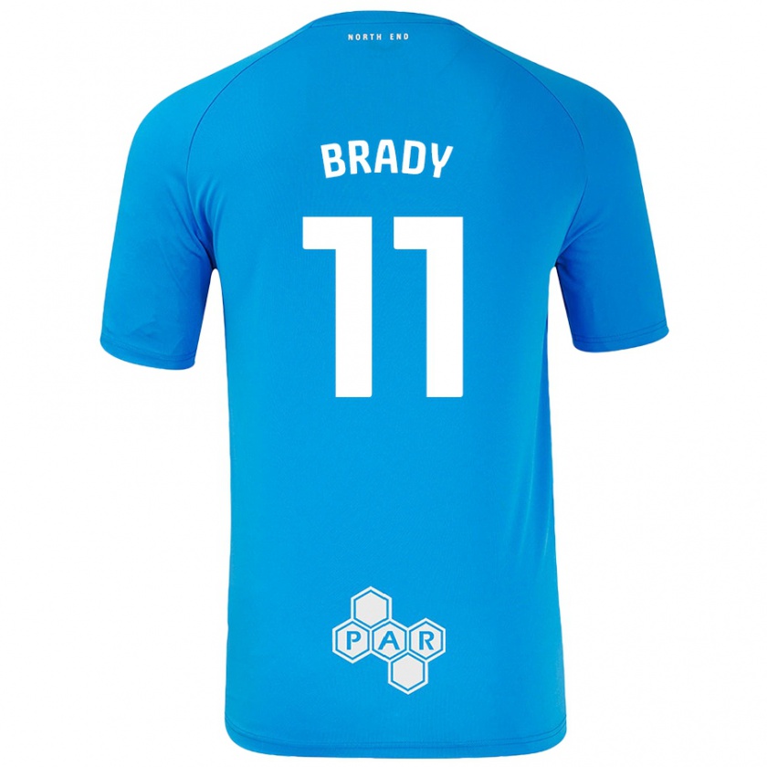 Kandiny Niño Camiseta Robbie Brady #11 Azul Cielo 2ª Equipación 2024/25 La Camisa Chile