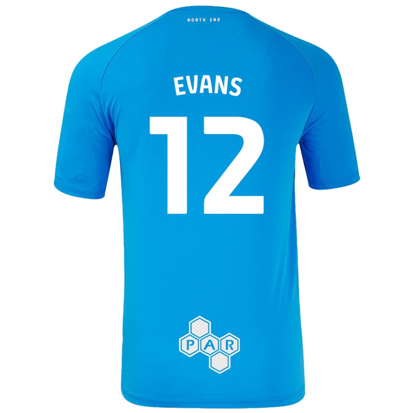 Kandiny Niño Camiseta Ched Evans #12 Azul Cielo 2ª Equipación 2024/25 La Camisa Chile