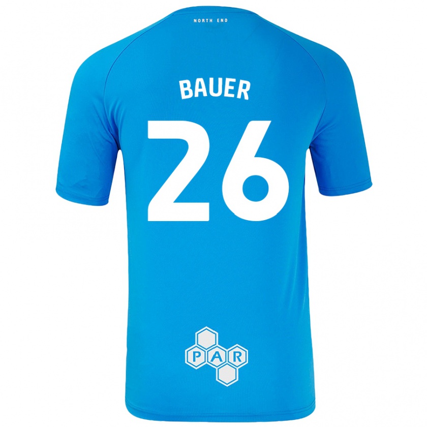 Kandiny Niño Camiseta Patrick Bauer #26 Azul Cielo 2ª Equipación 2024/25 La Camisa Chile