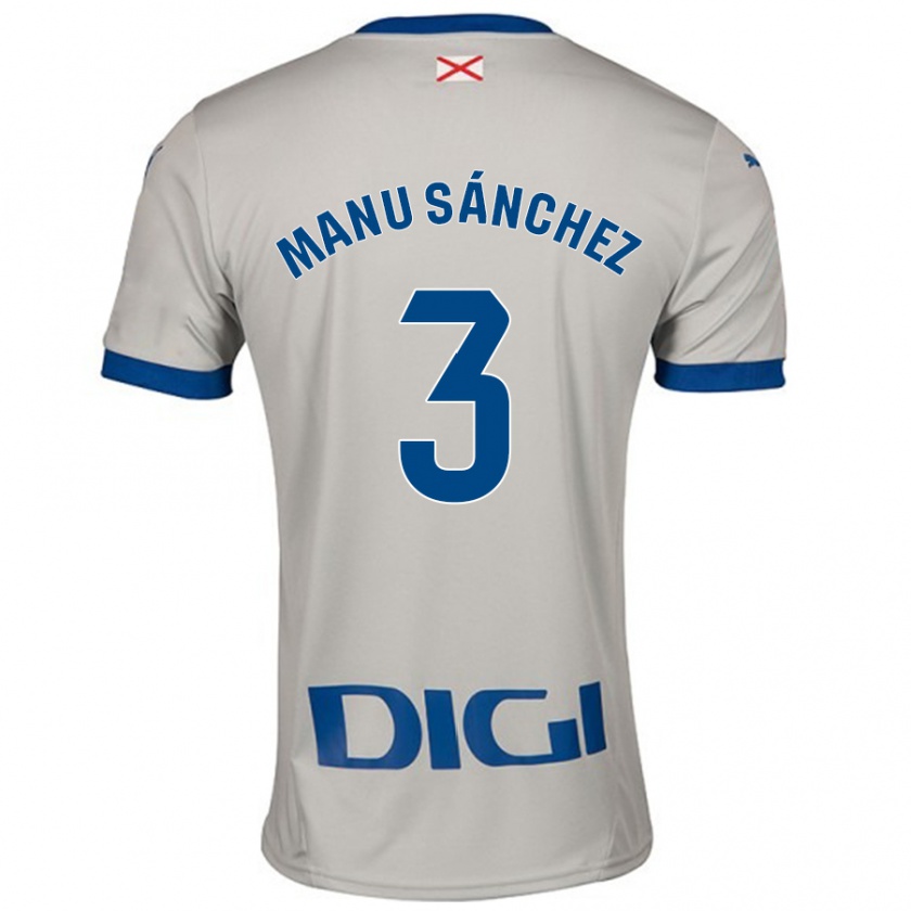 Kandiny Niño Camiseta Manu Sánchez #3 Gris Claro 2ª Equipación 2024/25 La Camisa Chile