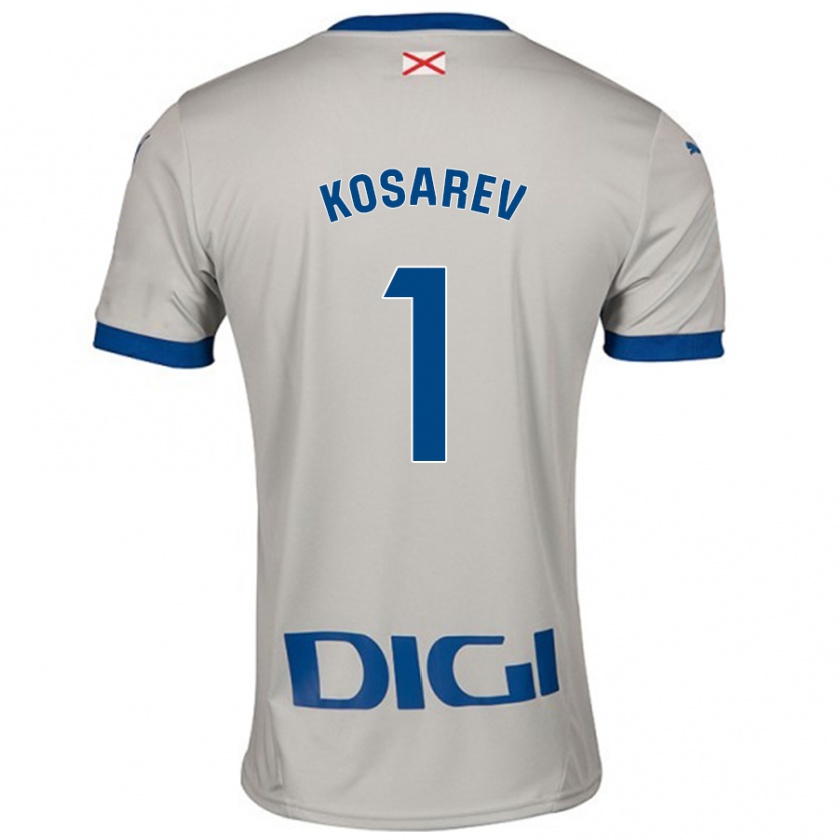 Kandiny Niño Camiseta Oleksandr Kosarev #1 Gris Claro 2ª Equipación 2024/25 La Camisa Chile