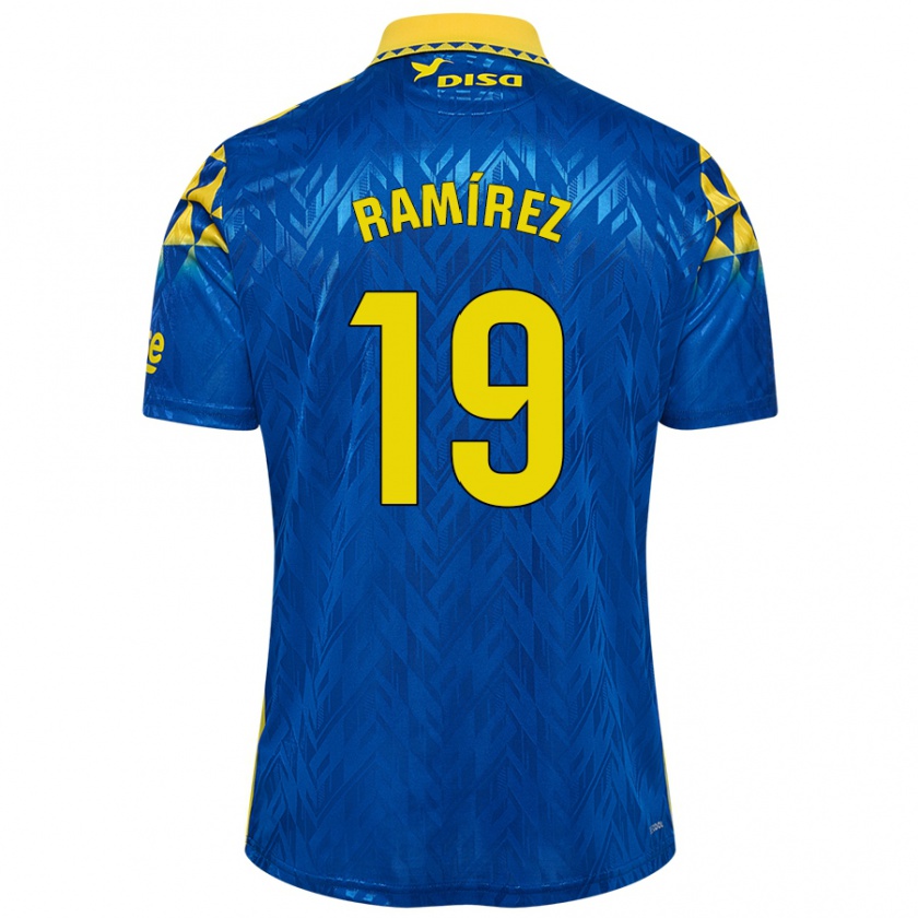 Kandiny Niño Camiseta Sandro Ramírez #19 Azul Amarillo 2ª Equipación 2024/25 La Camisa Chile