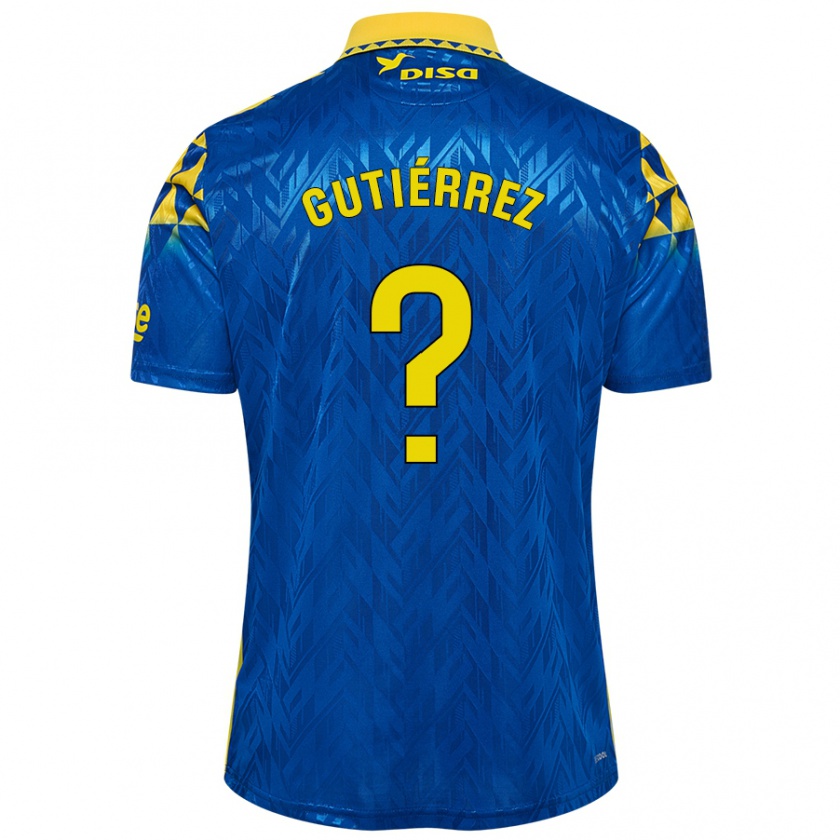 Kandiny Niño Camiseta Marco Gutiérrez #0 Azul Amarillo 2ª Equipación 2024/25 La Camisa Chile