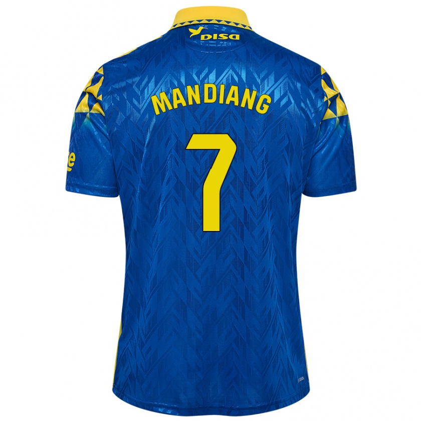 Kandiny Niño Camiseta Saliou Mandiang #7 Azul Amarillo 2ª Equipación 2024/25 La Camisa Chile