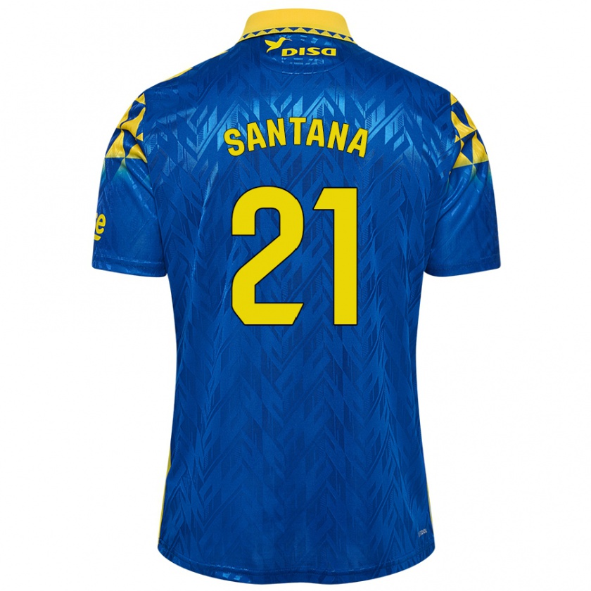 Kandiny Niño Camiseta Yadam Santana #21 Azul Amarillo 2ª Equipación 2024/25 La Camisa Chile