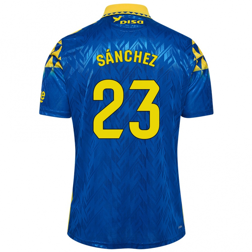 Kandiny Niño Camiseta Omar Sánchez #23 Azul Amarillo 2ª Equipación 2024/25 La Camisa Chile