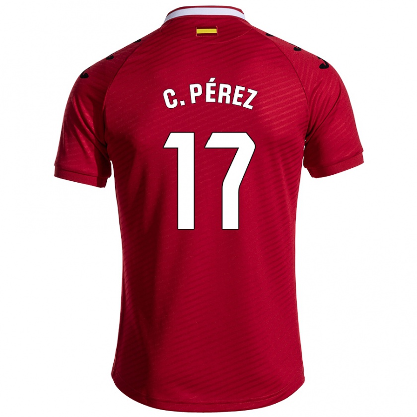 Kandiny Niño Camiseta Carles Pérez #17 Rojo Oscuro 2ª Equipación 2024/25 La Camisa Chile