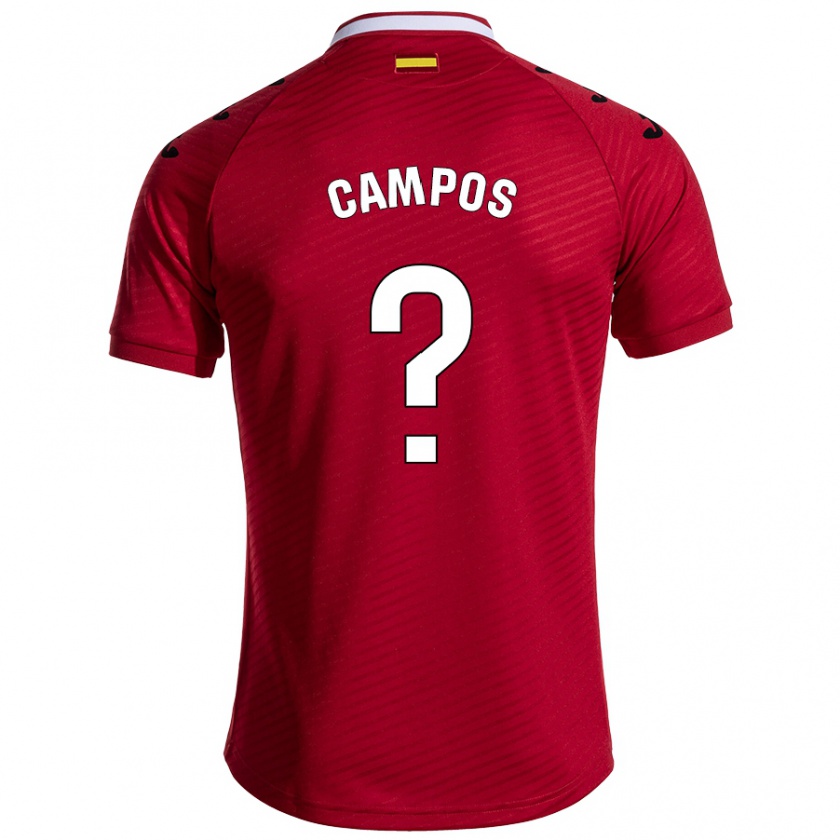 Kandiny Niño Camiseta Álex Campos #0 Rojo Oscuro 2ª Equipación 2024/25 La Camisa Chile