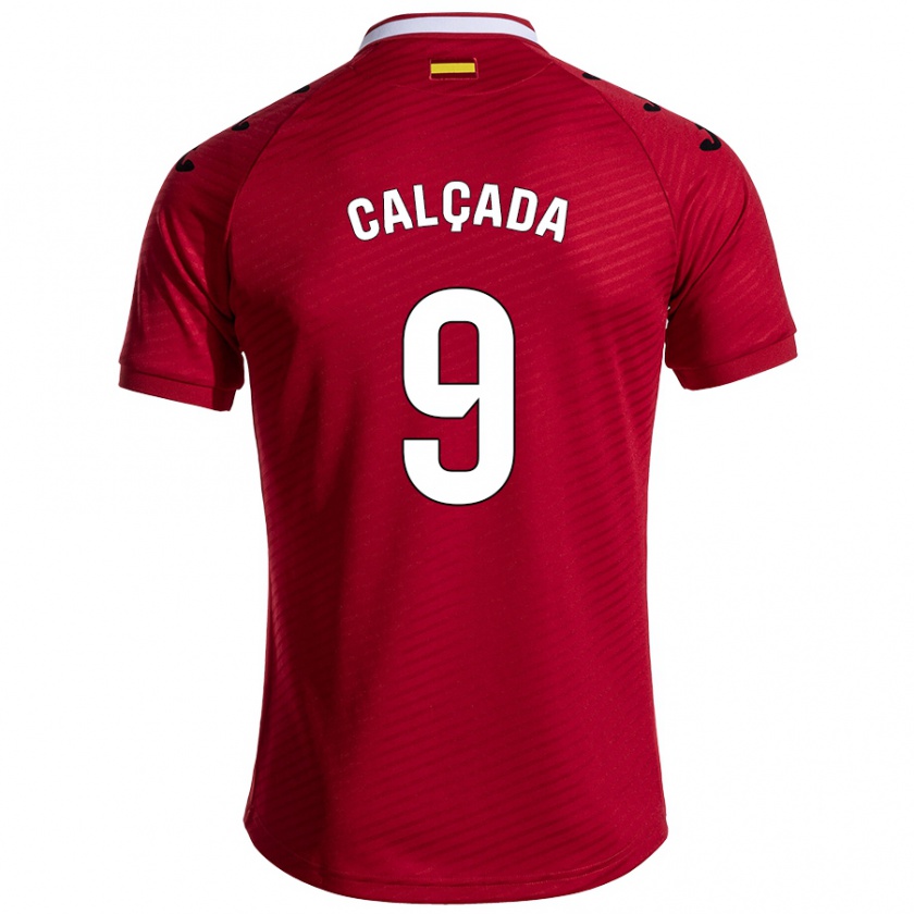 Kandiny Niño Camiseta Gonzalo Calçada #9 Rojo Oscuro 2ª Equipación 2024/25 La Camisa Chile