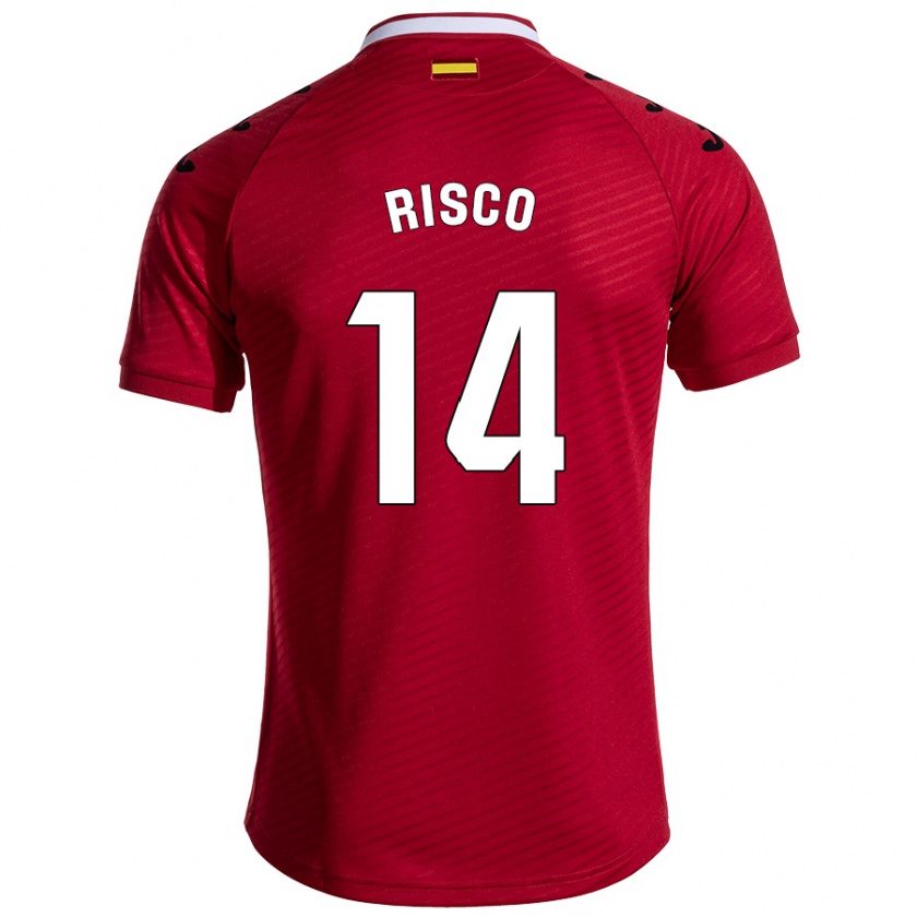 Kandiny Niño Camiseta Alberto Risco #14 Rojo Oscuro 2ª Equipación 2024/25 La Camisa Chile