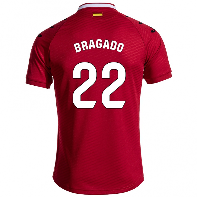 Kandiny Niño Camiseta Alonso Bragado #22 Rojo Oscuro 2ª Equipación 2024/25 La Camisa Chile