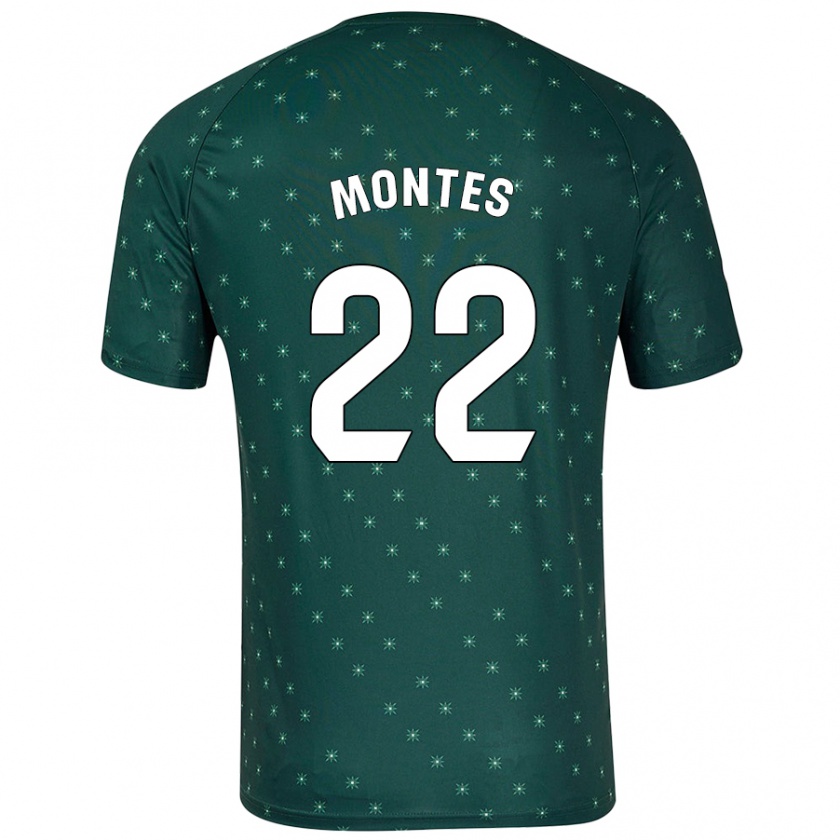 Kandiny Niño Camiseta César Montes #22 Verde Oscuro 2ª Equipación 2024/25 La Camisa Chile