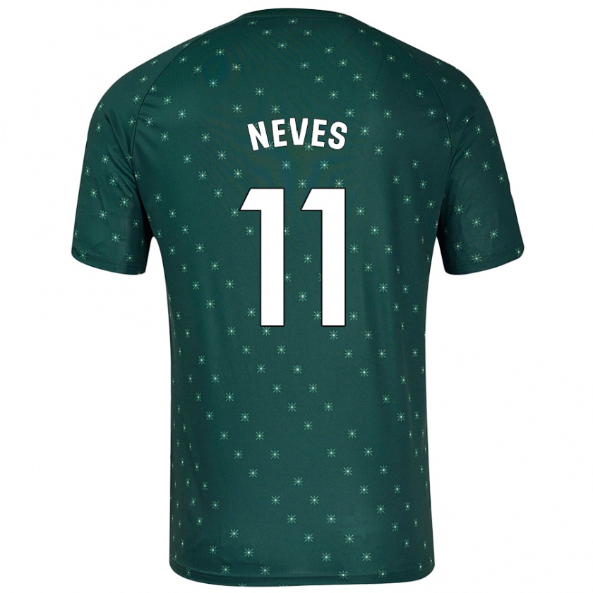 Kandiny Niño Camiseta Hugo Neves #11 Verde Oscuro 2ª Equipación 2024/25 La Camisa Chile