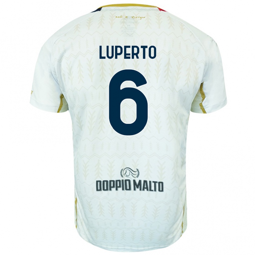 Kandiny Niño Camiseta Sebastiano Luperto #6 Blanco 2ª Equipación 2024/25 La Camisa Chile