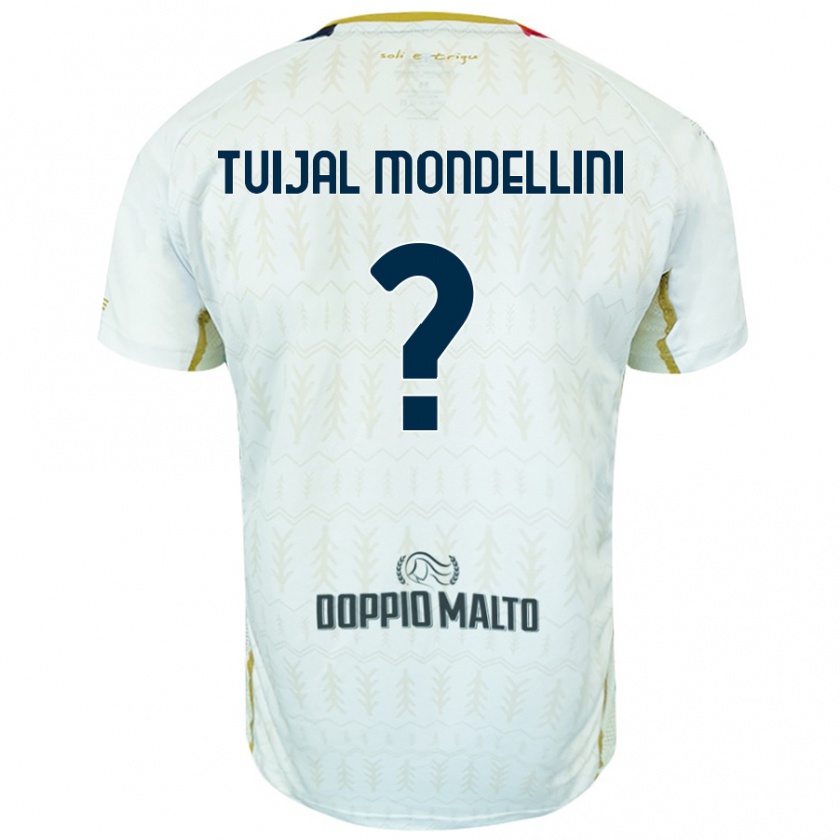 Kandiny Niño Camiseta Luca Tuijal Mondellini #0 Blanco 2ª Equipación 2024/25 La Camisa Chile