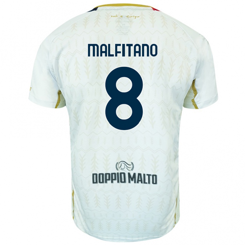 Kandiny Niño Camiseta Roberto Malfitano #8 Blanco 2ª Equipación 2024/25 La Camisa Chile