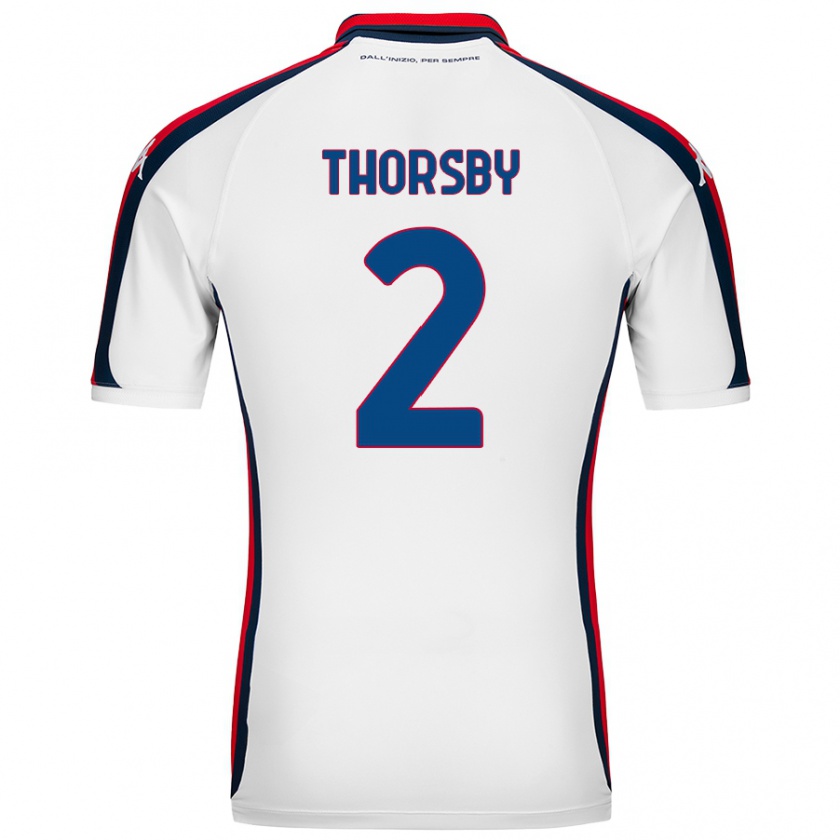 Kandiny Niño Camiseta Morten Thorsby #2 Blanco 2ª Equipación 2024/25 La Camisa Chile