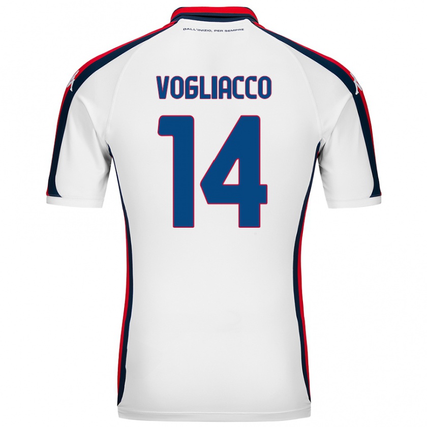 Kandiny Niño Camiseta Alessandro Vogliacco #14 Blanco 2ª Equipación 2024/25 La Camisa Chile