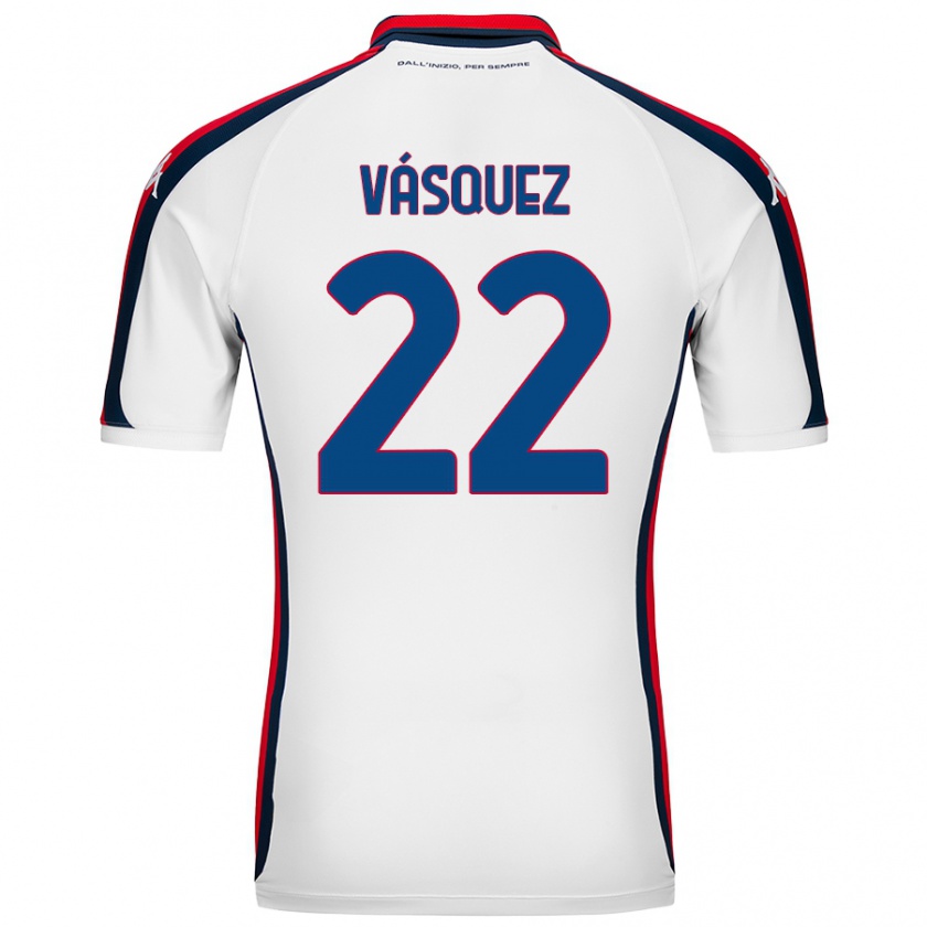 Kandiny Niño Camiseta Johan Vásquez #22 Blanco 2ª Equipación 2024/25 La Camisa Chile