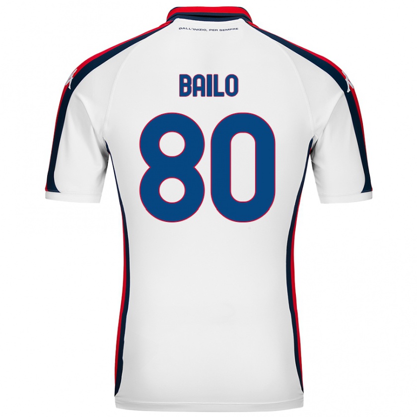 Kandiny Niño Camiseta Giorgio Bailo #80 Blanco 2ª Equipación 2024/25 La Camisa Chile