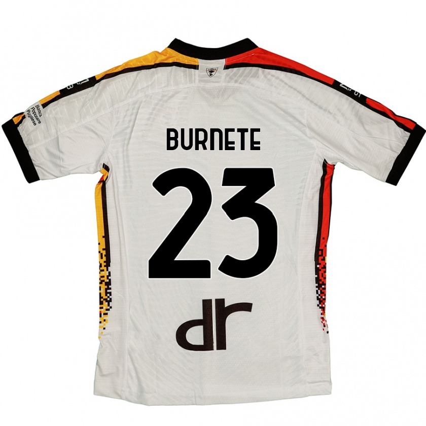 Kandiny Niño Camiseta Rareș Burnete #23 Blanco Negro 2ª Equipación 2024/25 La Camisa Chile