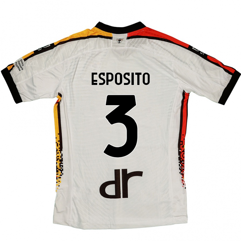 Kandiny Niño Camiseta Sebastian Esposito #3 Blanco Negro 2ª Equipación 2024/25 La Camisa Chile