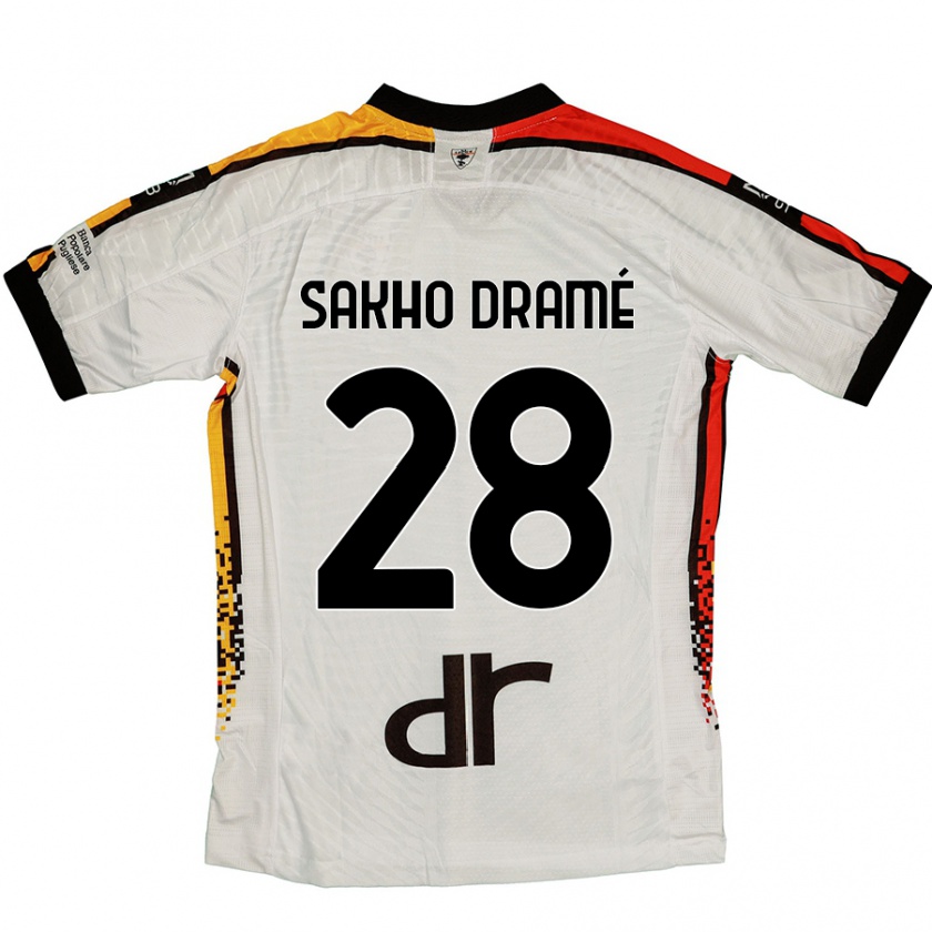 Kandiny Niño Camiseta Samba Sakho Dramé #28 Blanco Negro 2ª Equipación 2024/25 La Camisa Chile