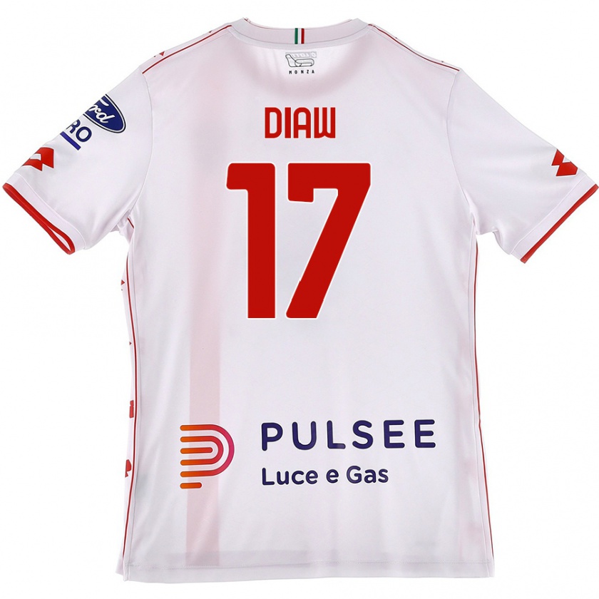 Kandiny Niño Camiseta Davide Diaw #17 Blanco Rojo 2ª Equipación 2024/25 La Camisa Chile