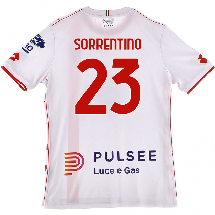 Kandiny Niño Camiseta Alessandro Sorrentino #23 Blanco Rojo 2ª Equipación 2024/25 La Camisa Chile