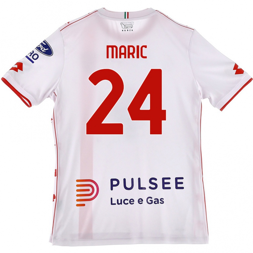 Kandiny Niño Camiseta Mirko Maric #24 Blanco Rojo 2ª Equipación 2024/25 La Camisa Chile