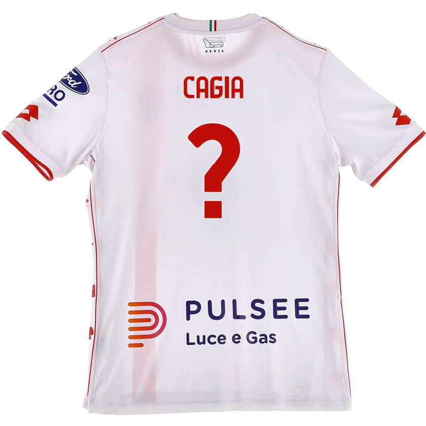 Kandiny Niño Camiseta Gabriele Cagia #0 Blanco Rojo 2ª Equipación 2024/25 La Camisa Chile