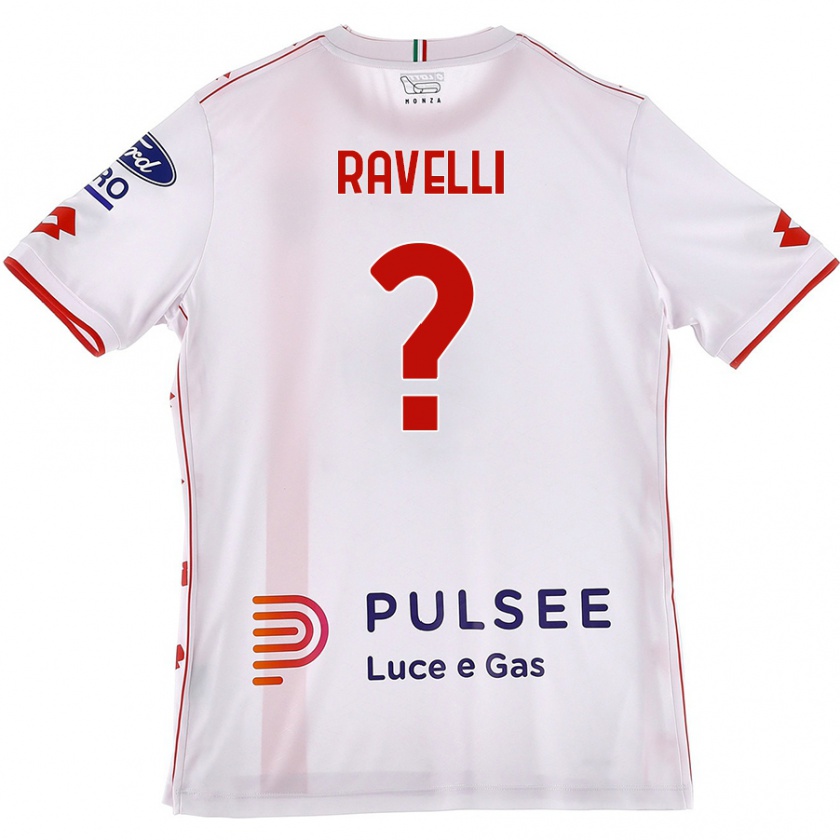 Kandiny Niño Camiseta Etienne Ravelli #0 Blanco Rojo 2ª Equipación 2024/25 La Camisa Chile