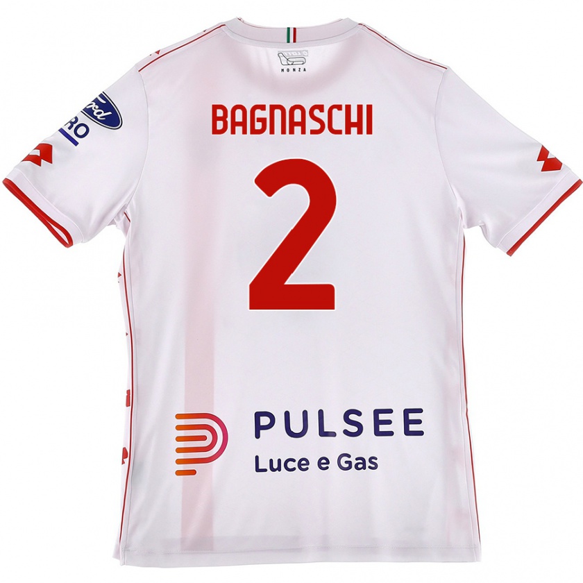 Kandiny Niño Camiseta Alessandro Bagnaschi #2 Blanco Rojo 2ª Equipación 2024/25 La Camisa Chile