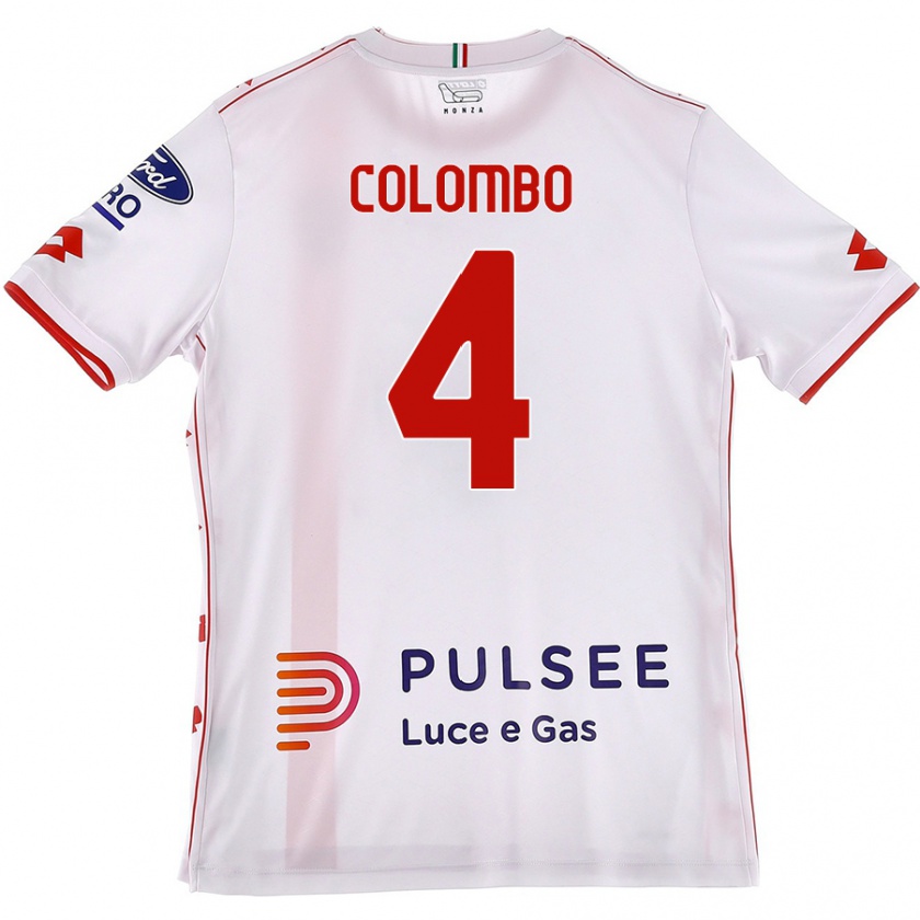 Kandiny Niño Camiseta Leonardo Colombo #4 Blanco Rojo 2ª Equipación 2024/25 La Camisa Chile