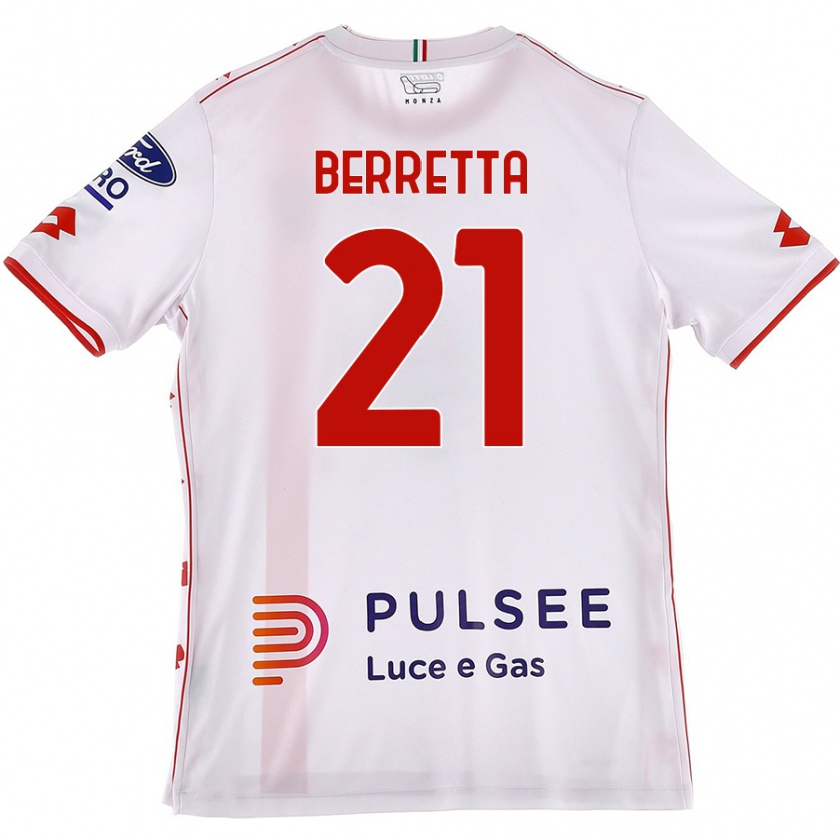 Kandiny Niño Camiseta Alessandro Berretta #21 Blanco Rojo 2ª Equipación 2024/25 La Camisa Chile