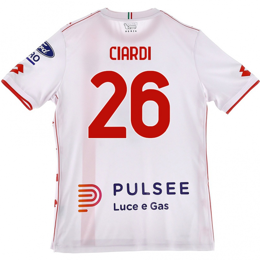 Kandiny Niño Camiseta Tommaso Ciardi #26 Blanco Rojo 2ª Equipación 2024/25 La Camisa Chile