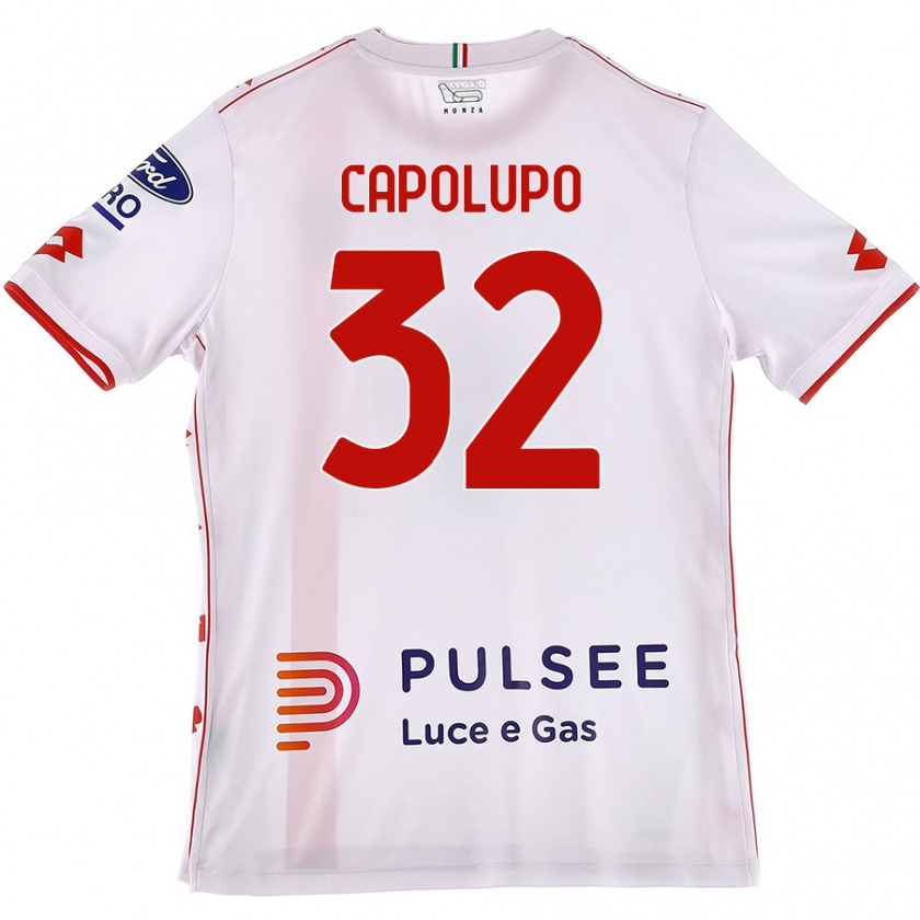 Kandiny Niño Camiseta Samuele Capolupo #32 Blanco Rojo 2ª Equipación 2024/25 La Camisa Chile