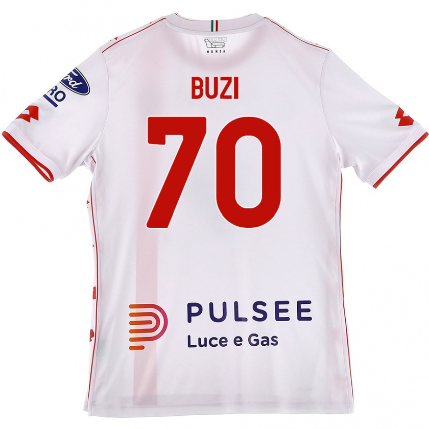 Kandiny Niño Camiseta Luis Buzi #70 Blanco Rojo 2ª Equipación 2024/25 La Camisa Chile