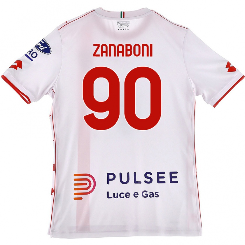 Kandiny Niño Camiseta Emanuele Zanaboni #90 Blanco Rojo 2ª Equipación 2024/25 La Camisa Chile