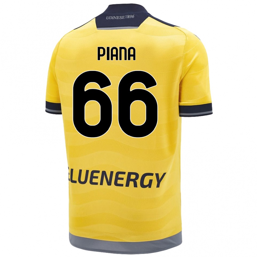 Kandiny Niño Camiseta Edoardo Piana #66 Dorado 2ª Equipación 2024/25 La Camisa Chile