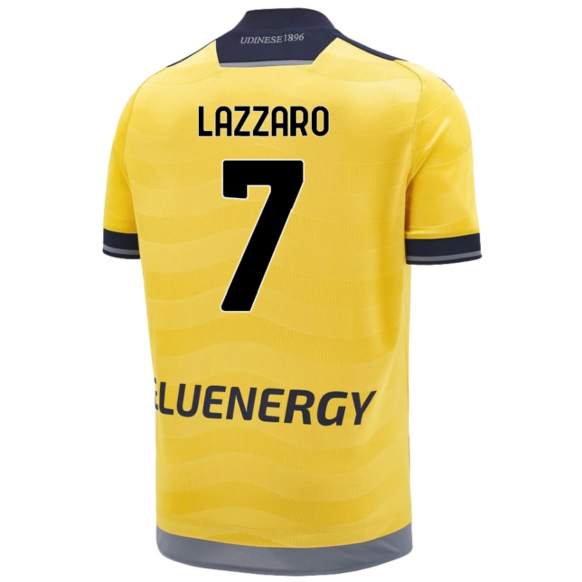 Kandiny Niño Camiseta Davide Lazzaro #7 Dorado 2ª Equipación 2024/25 La Camisa Chile