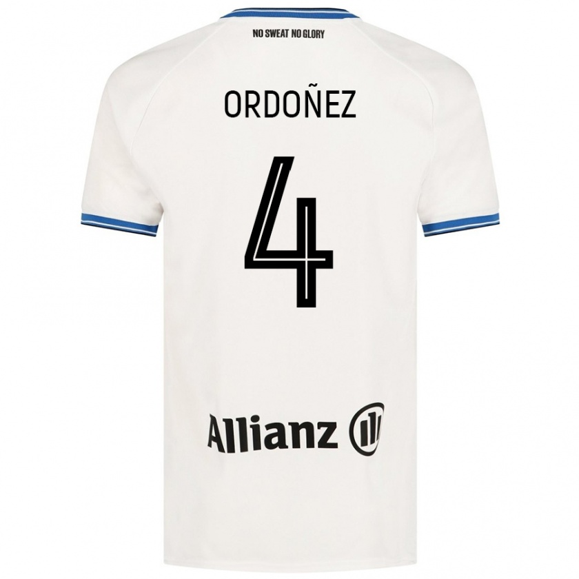 Kandiny Niño Camiseta Joel Ordóñez #4 Blanco 2ª Equipación 2024/25 La Camisa Chile