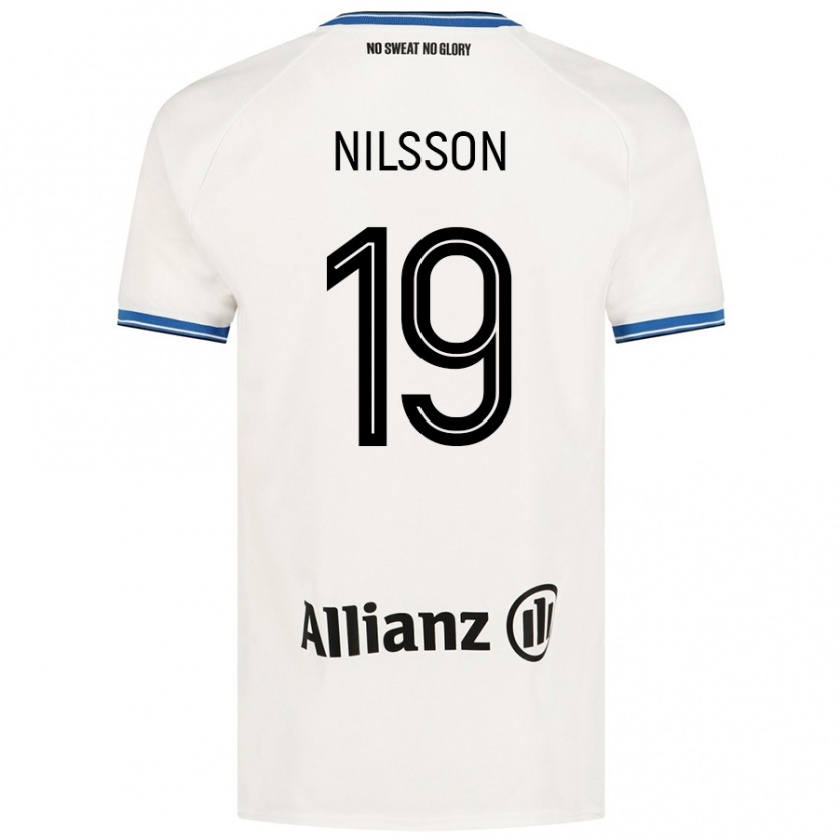 Kandiny Niño Camiseta Gustaf Nilsson #19 Blanco 2ª Equipación 2024/25 La Camisa Chile