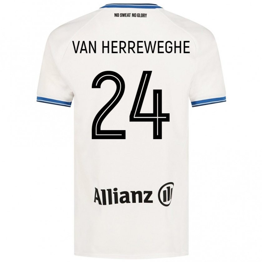 Kandiny Niño Camiseta Febe Van Herreweghe #24 Blanco 2ª Equipación 2024/25 La Camisa Chile