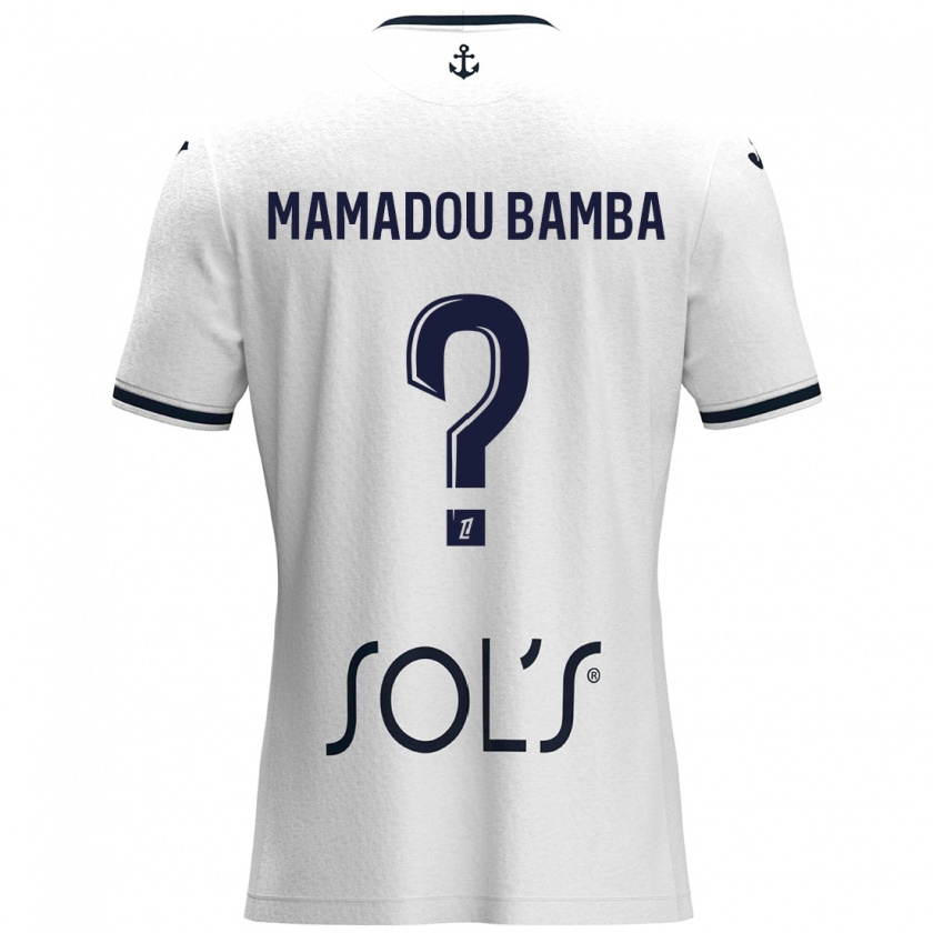 Kandiny Niño Camiseta Ben Mamadou Bamba #0 Blanco Azul Oscuro 2ª Equipación 2024/25 La Camisa Chile