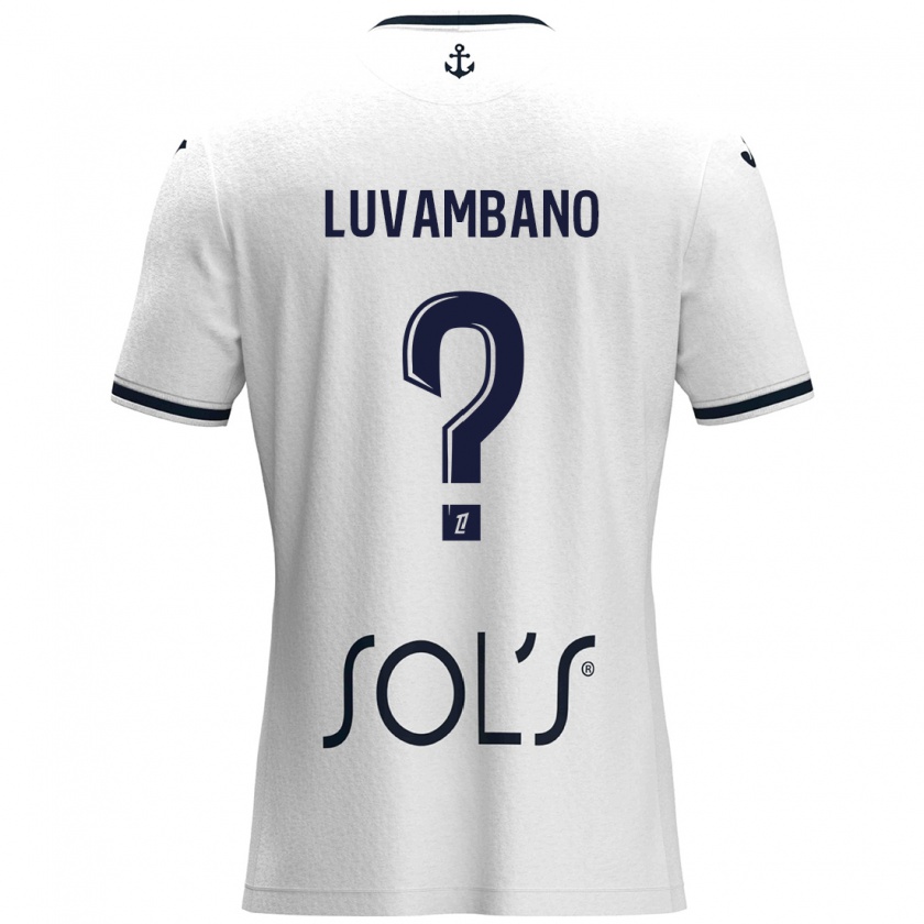 Kandiny Niño Camiseta Ethan Luvambano #0 Blanco Azul Oscuro 2ª Equipación 2024/25 La Camisa Chile