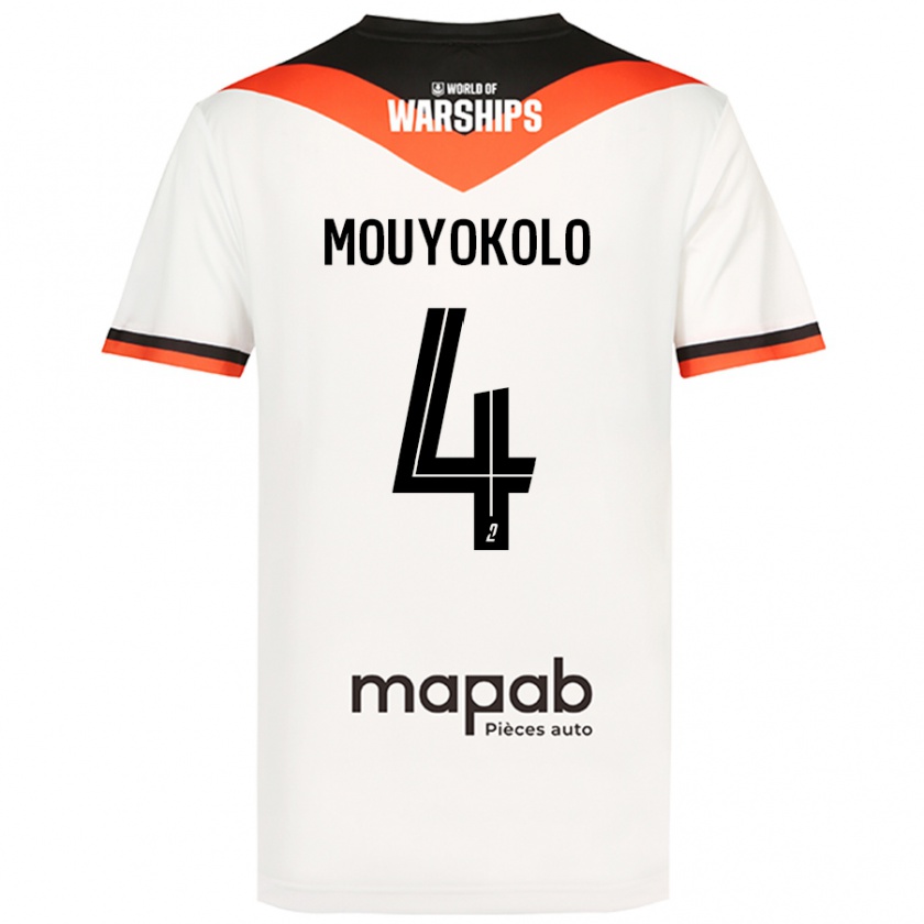 Kandiny Niño Camiseta Loris Mouyokolo #4 Blanco 2ª Equipación 2024/25 La Camisa Chile